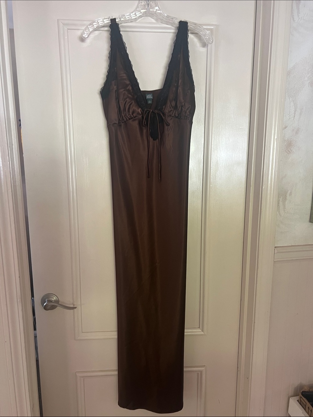wild fable Brown Satin Lace-Trim Nightdress